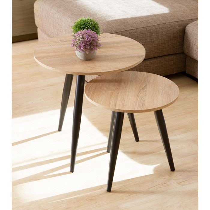 Set 2 mesitas auxiliares redondas DANDI
