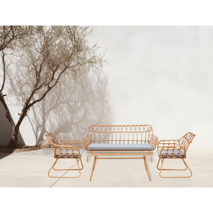 Conjunto de Jardín Bulan 4 Piezas de ratan