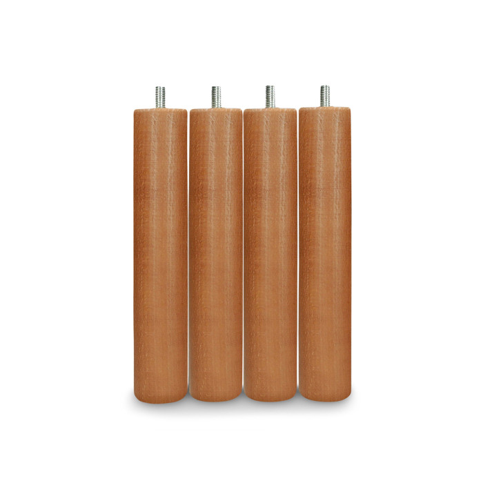 Pack 4 patas de somier forma cilíndrica en madera