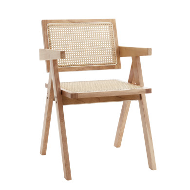 Silla Mamba pack de 2 sillas retro en madera y ratán