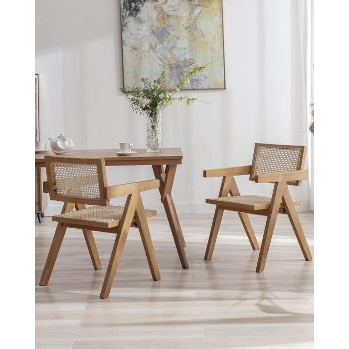 Silla Mamba pack de 2 sillas retro en madera y ratán