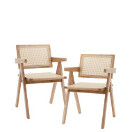 Silla Mamba pack de 2 sillas retro en madera y ratán