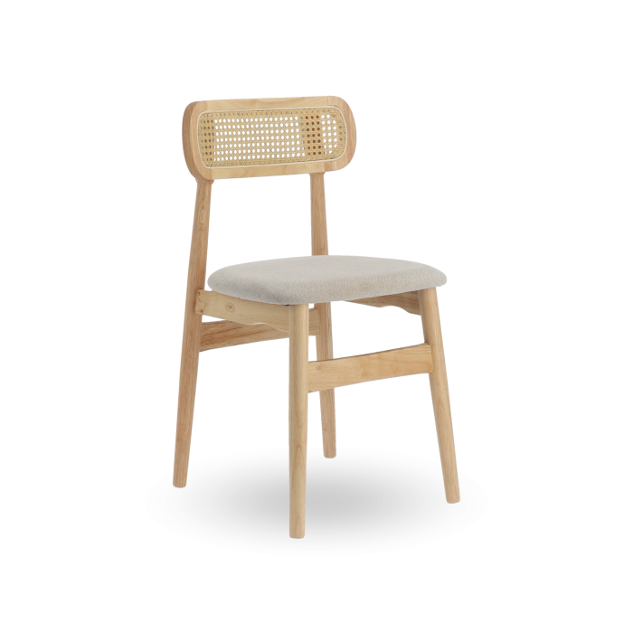 Pack de 2 Sillas de comedor Honey de Tela Beige y Madera Natural