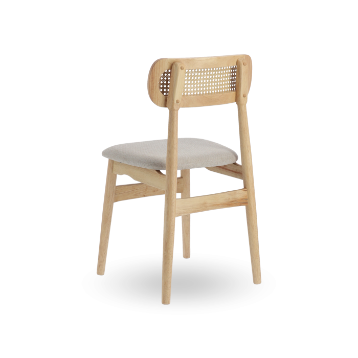 Pack de 2 Sillas de comedor Honey de Tela Beige y Madera Natural