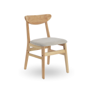 Elegante Pack de 2 Sillas de Comedor Dover - De tela y Madera Natural