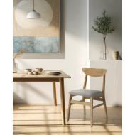 Elegante Pack de 2 Sillas de Comedor Dover - De tela y Madera Natural