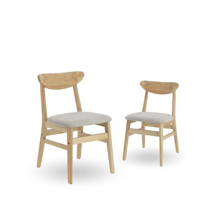 Elegante Pack de 2 Sillas de Comedor Dover - De tela y Madera Natural
