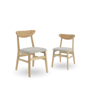 Elegante Pack de 2 Sillas de Comedor Dover - De tela y Madera Natural