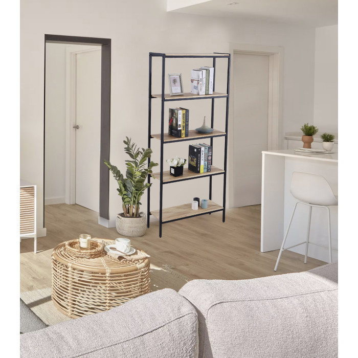 Estantería Basic – Diseño moderno con estructura metálica y madera de roble