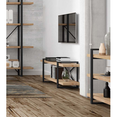 Mueble TV Chic – Diseño moderno con madera de roble y estructura metálica Mueble TV Chic – Diseño moderno con madera de roble y estructura metálica