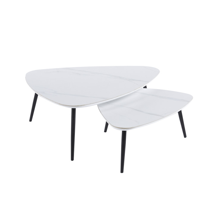 Mesa de centro Island – Juego de 2 mesas nido con acabado cerámico