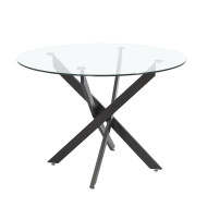 Mesa comedor redonda de cristal DAN patas cruzadas