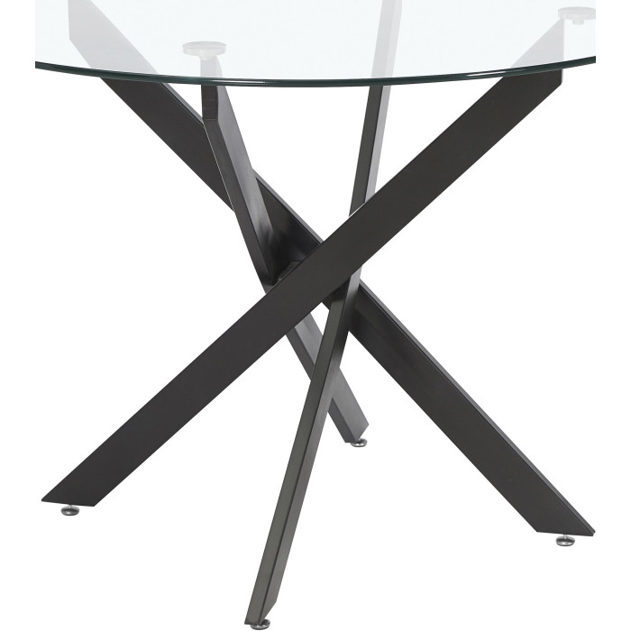 Mesa comedor redonda de cristal DAN patas cruzadas