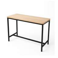 Pack Degano – Mesa alta y 4 taburetes en metal negro y roble