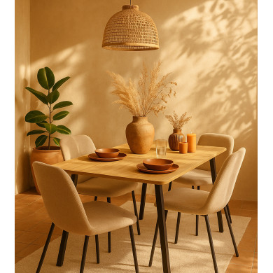 Mesa comedor Emma – Roble y metal negro | Moderna y funcional Mesa comedor Emma – Roble y metal negro | Moderna y funcional