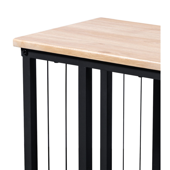 Mesa Auxiliar Aruba – Roble y metal negro, diseño compacto