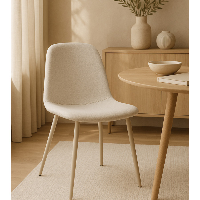 Pack 4 Sillas Bolo – Tapizadas antimanchas y patas crema