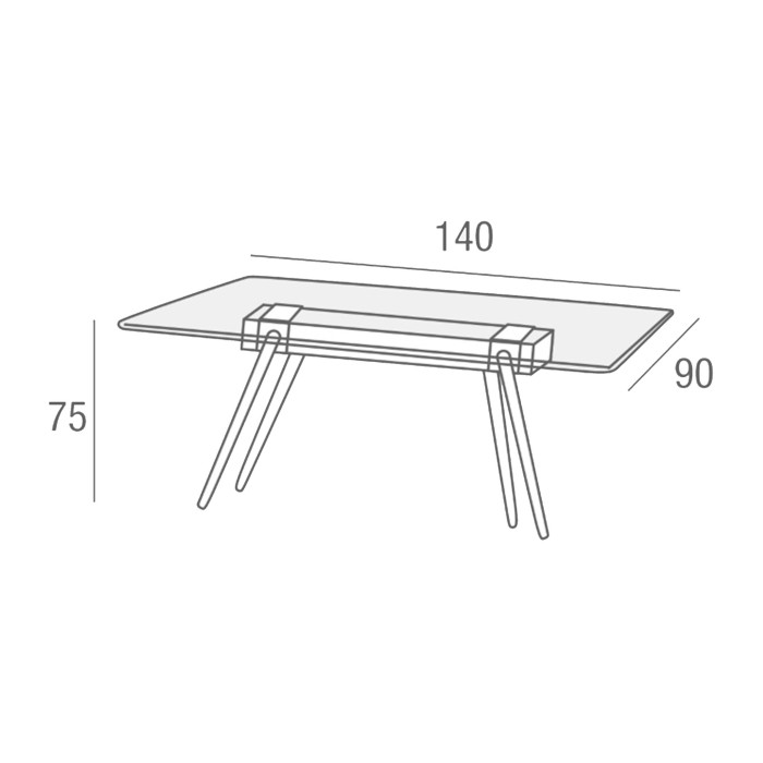 Mesa de Comedor Marama – Cristal templado, roble y metal negro