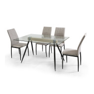 Mesa de Comedor Marama – Cristal templado, roble y metal negro