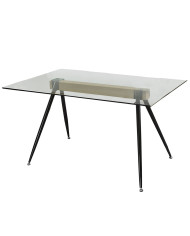 Mesa de Comedor Marama – Cristal templado, roble y metal negro Mesa de Comedor Marama – Cristal templado, roble y metal negro