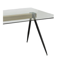 Mesa de Comedor Marama – Cristal templado, roble y metal negro