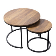 Set de mesas Kio – Mesas auxiliares redondas en negro y roble