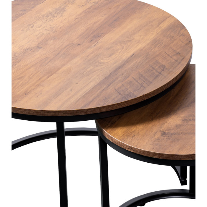Set de mesas Kio – Mesas auxiliares redondas en negro y roble