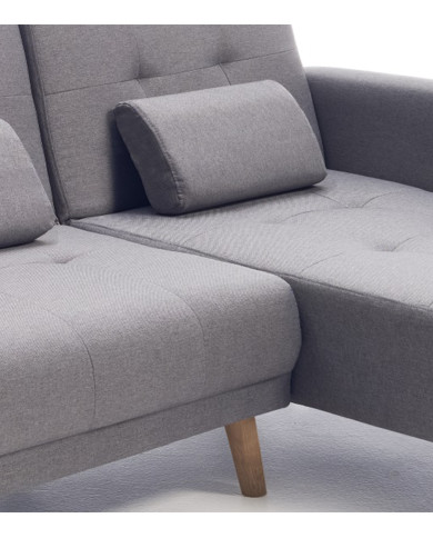 Sofá Abu – Chaiselongue cama con módulo reversible en gris Sofá Abu – Chaiselongue cama con módulo reversible en gris