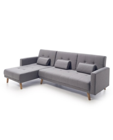 Sofá Abu – Chaiselongue cama con módulo reversible en gris Sofá Abu – Chaiselongue cama con módulo reversible en gris