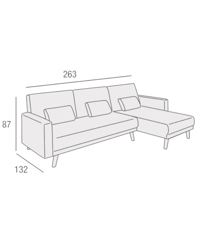 Sofá Abu – Chaiselongue cama con módulo reversible en gris Sofá Abu – Chaiselongue cama con módulo reversible en gris