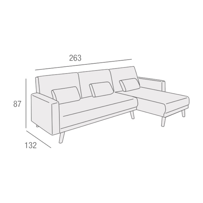 Sofá Abu – Chaiselongue cama con módulo reversible en gris