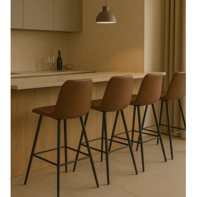 Taburetes Dio – Pack de 2 tapizados en tela chocolate Taburetes Dio – Pack de 2 tapizados en tela chocolate