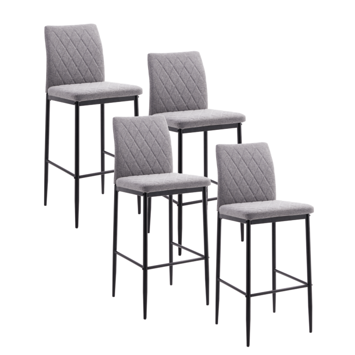 Taburetes Estor – Pack de 4 altos con tapizado antimanchas