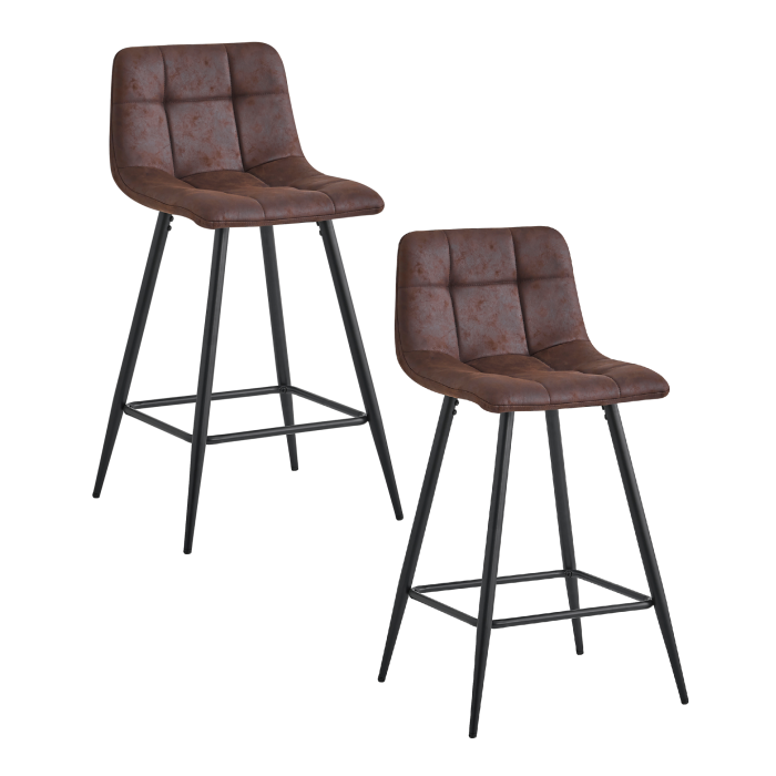 Taburetes Dio – Pack de 2 tapizados en tela chocolate