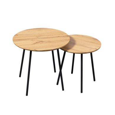 Mesas auxiliares Mar – Set de 2 en metal y roble