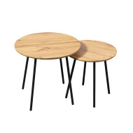 Mesas auxiliares Mar – Set de 2 en metal y roble