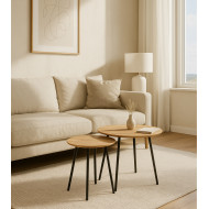 Mesas auxiliares Mar – Set de 2 en metal y roble