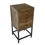 Mesa auxiliar Indi – Rústica con cajones tallados