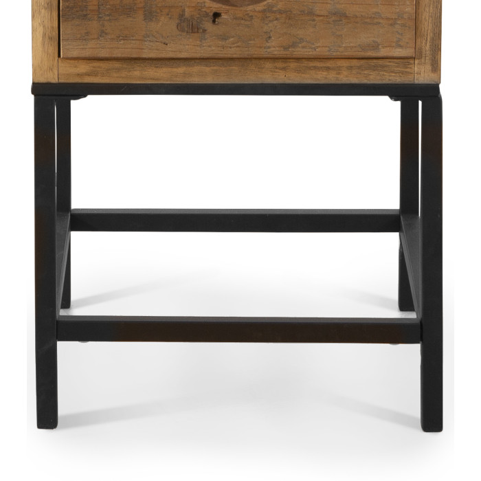 Mesa auxiliar Indi – Rústica con cajones tallados