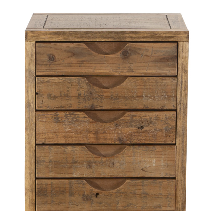 Mesa auxiliar Indi – Rústica con cajones tallados