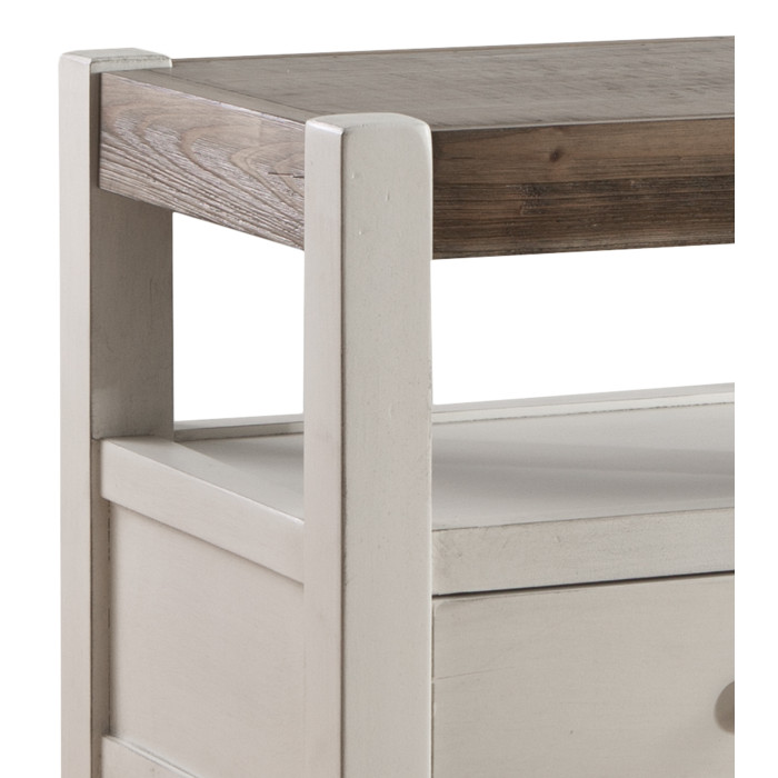 Mesita de noche Marlow – Estilo Country blanco y madera natural