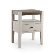 Mesita de noche Marlow – Estilo Country blanco y madera natural