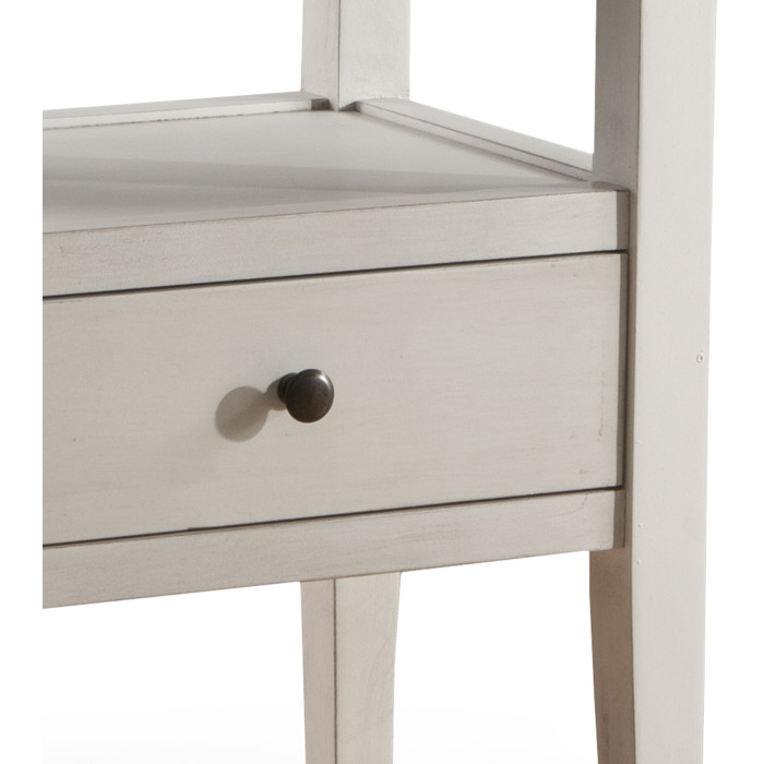 Mesita de noche Marlow – Estilo Country blanco y madera natural