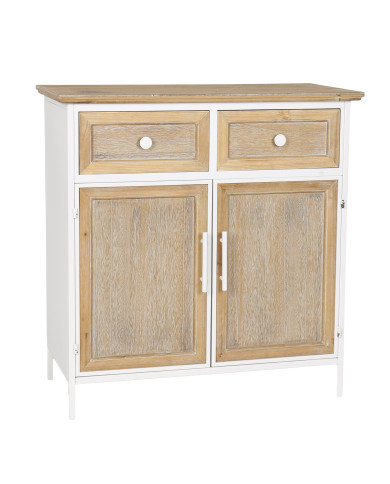 Aparador Nola – Mueble natural con estructura blanca