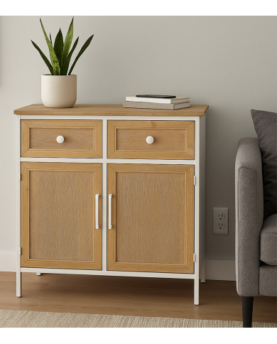 Aparador Nola – Mueble natural con estructura blanca