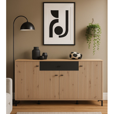 Aparador Avion – Mueble moderno con acabado roble y efecto alistonado