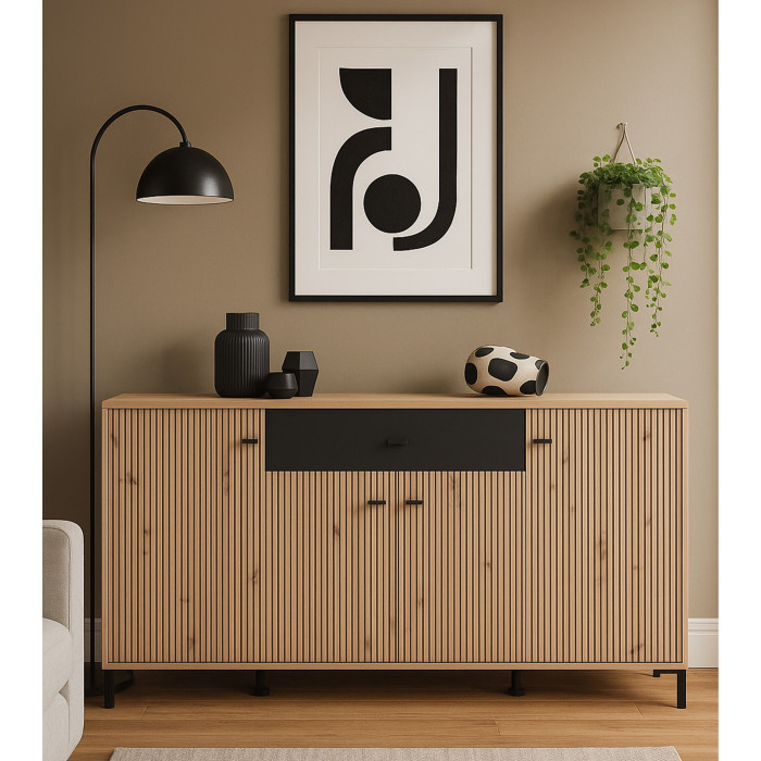Aparador Avion – Mueble moderno con acabado roble y efecto alistonado