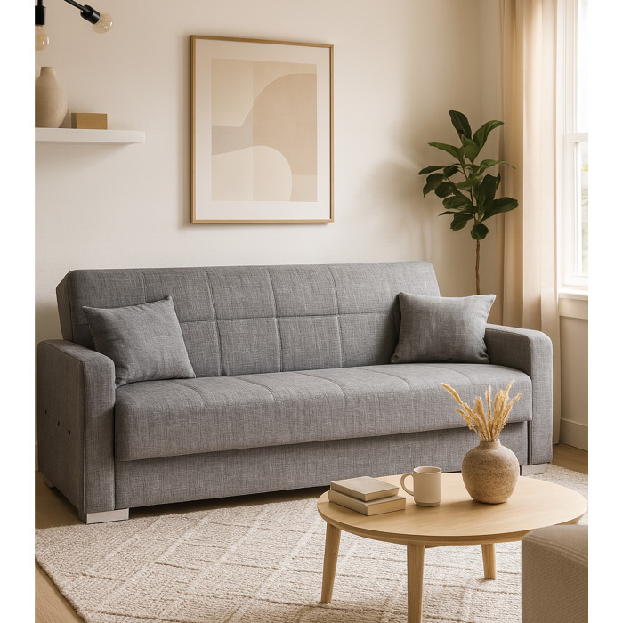 Sofá cama Torra – Con arcón, muelles y cojines incluidos