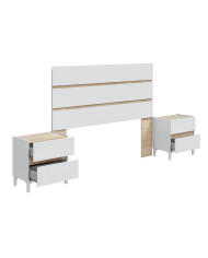 Pack Ébano – Cabecero con dos mesitas de noche moderno y funcional