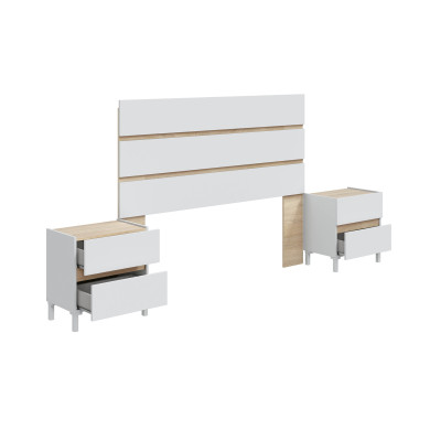 Pack Ébano – Cabecero con dos mesitas de noche moderno y funcional